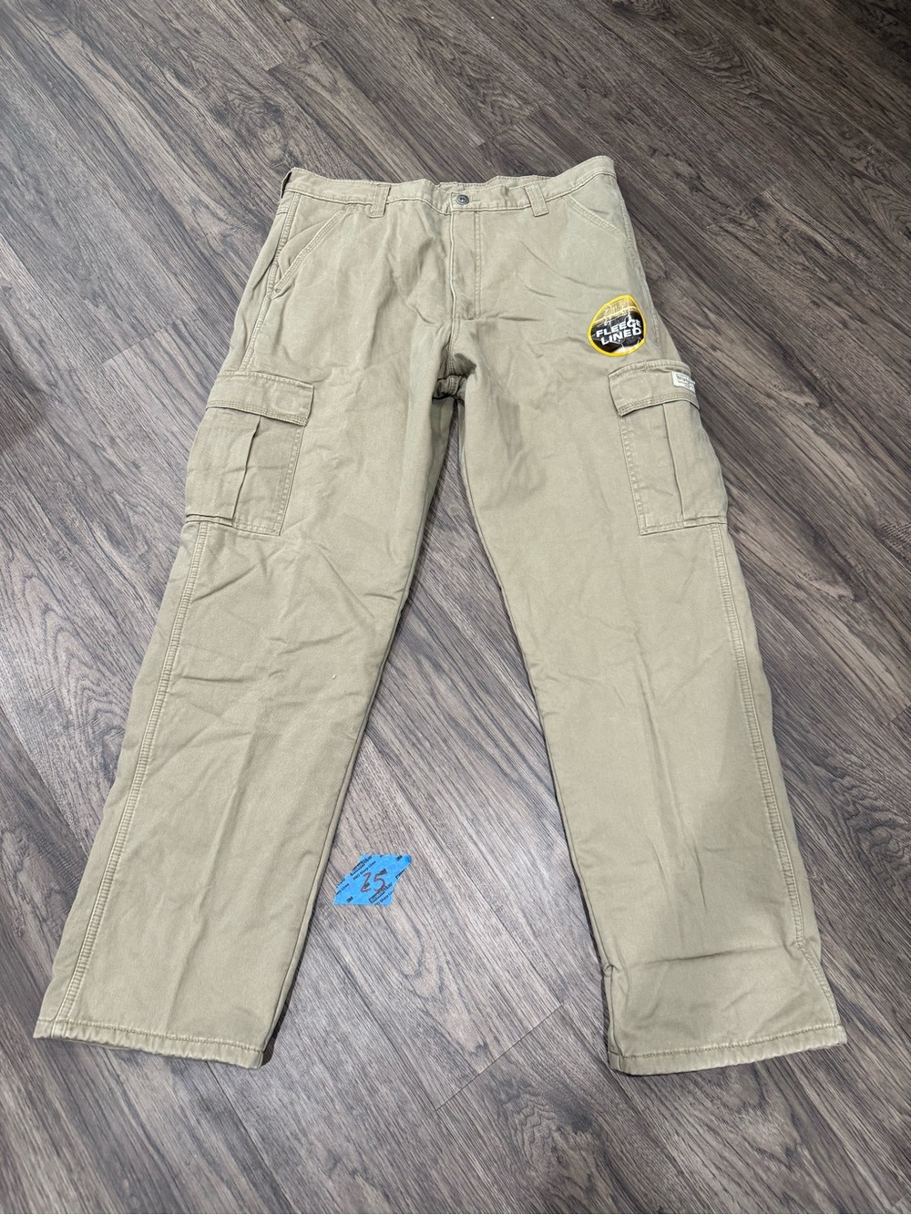 Men's Tan Cargo Pants Fleece Lined 36x32